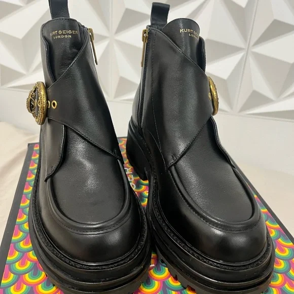 Kurt Geiger MayFair Chunky Boot Black Leather - Picture 4 of 11